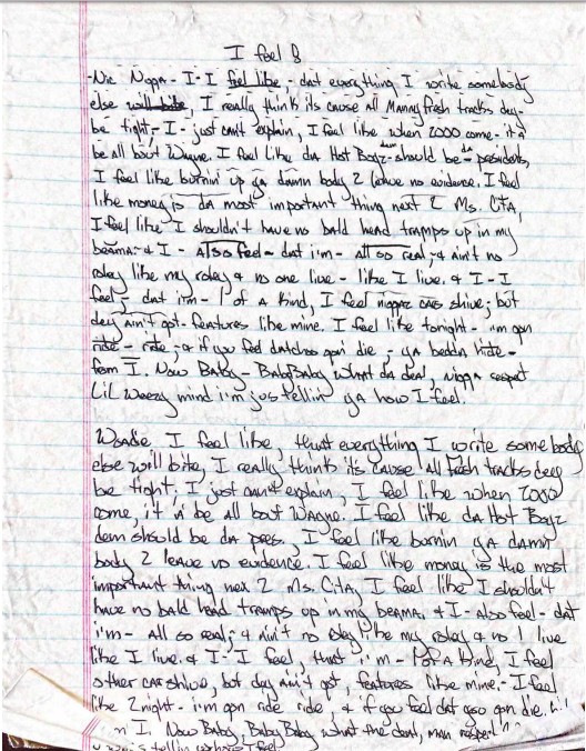 Lil Wayne Notebook With Hot Boys Lyrics Selling For $250K (2)