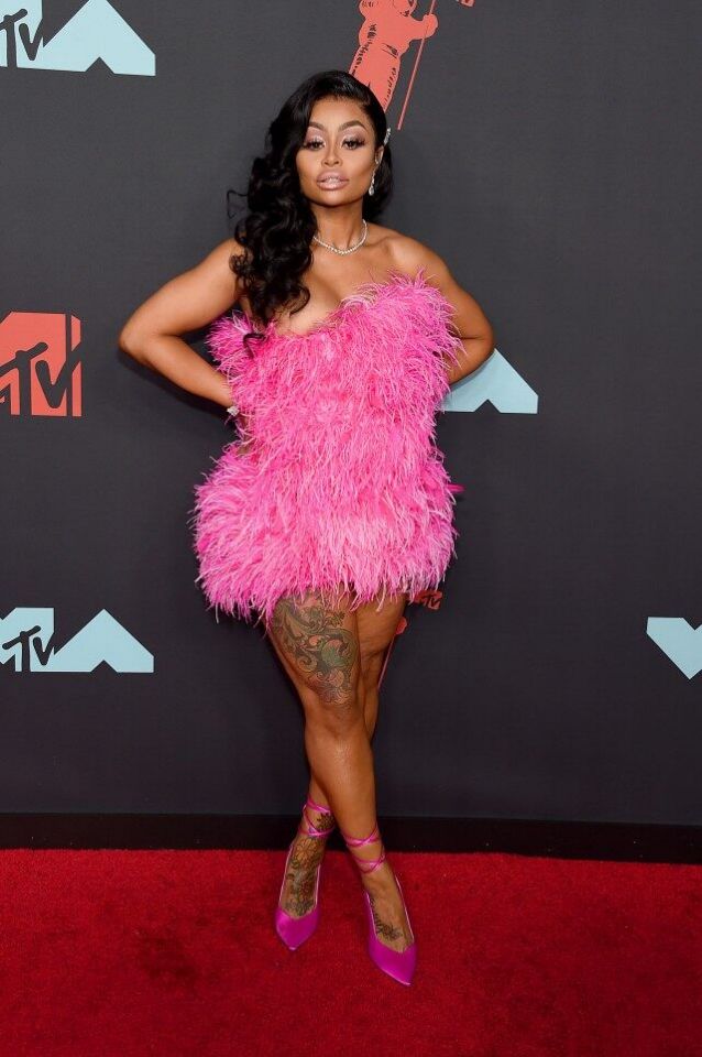 Blac Chyna Feathery Pink Birthday Dress To MTV VMAs