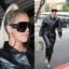 Khloe Kardashian Black Leather Jumpsuit