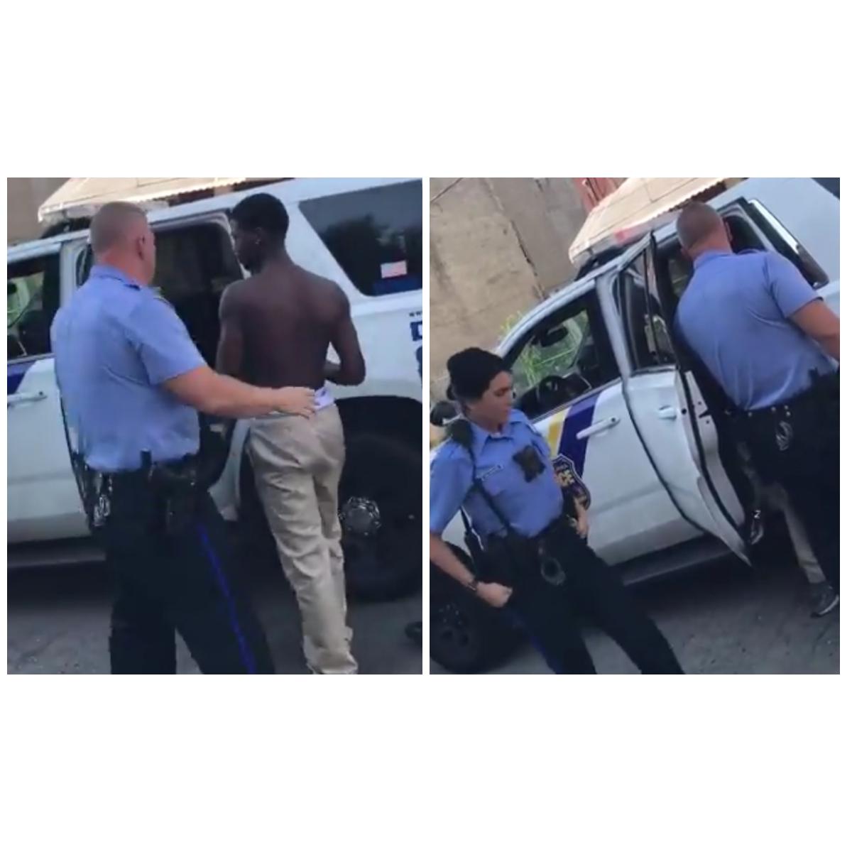 White Philadelphia Cops Harass Shirtless Black Boy Waiting For Bus