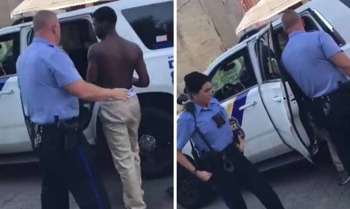 White Philadelphia Cops Harass Shirtless Black Boy Waiting For Bus (2)