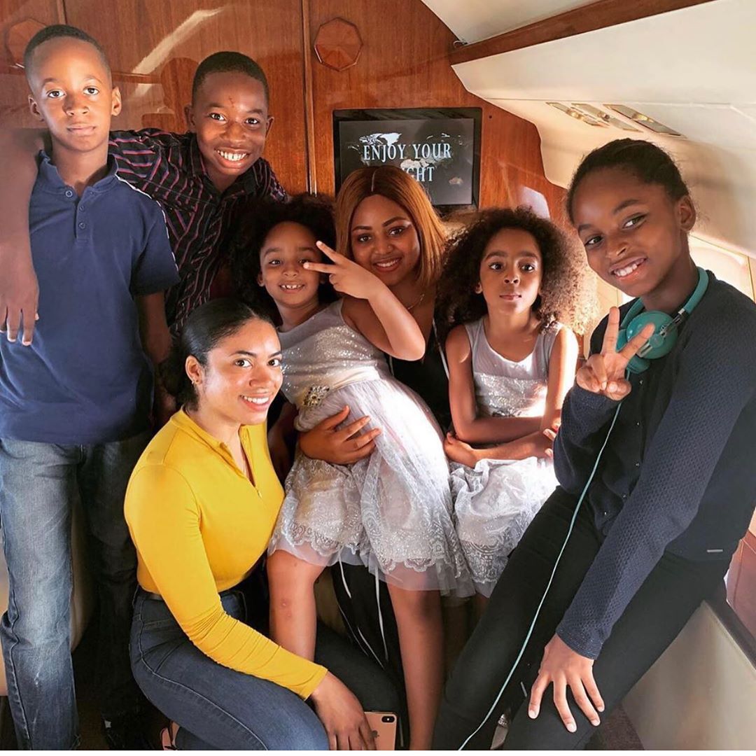 Regina Daniels Poses With All Ned Nwoko Children