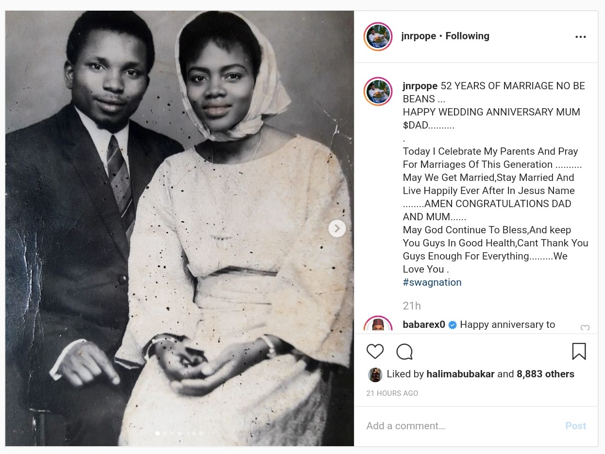 Junior Pope Celebrates Parents 52 Years Of Marriage (2)