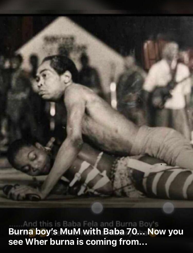 Photo Of Fela Kuti Lying On Top Burna Boy’s Mother On Stage (2)