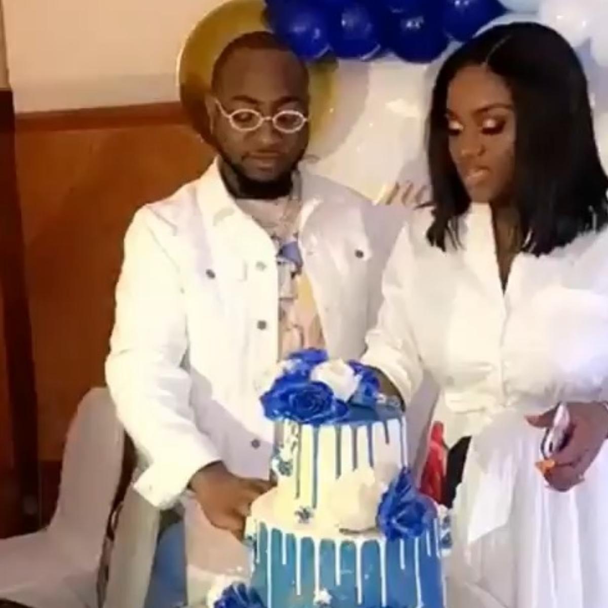 Davido Feeding Chioma At Their Child's Naming Ceremony