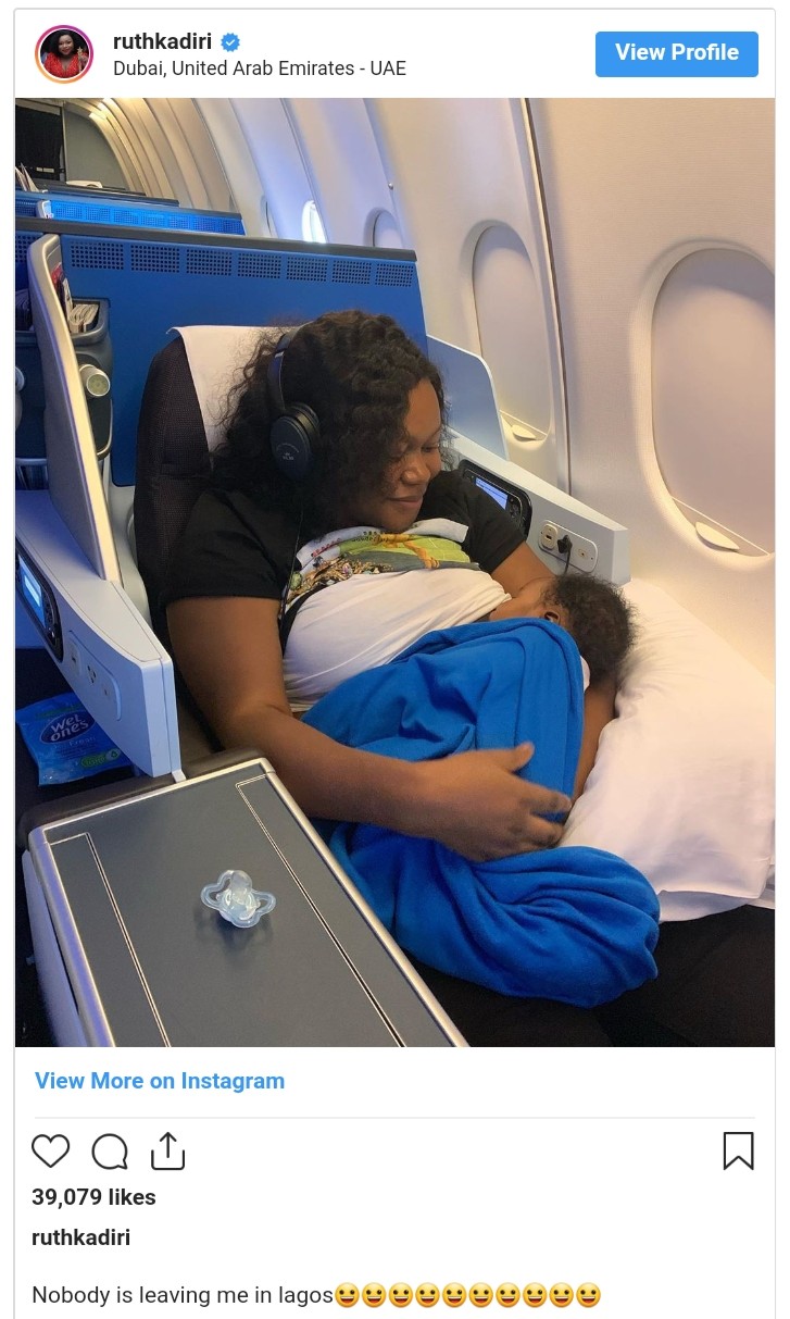 Ruth Kadiri Carries Newborn Baby And Heads To Dubai (2)