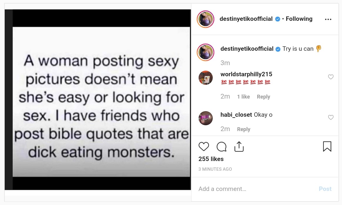 Destiny Etiko Says Posting Sexy Photos Doesn’t Make You Cheap (2)