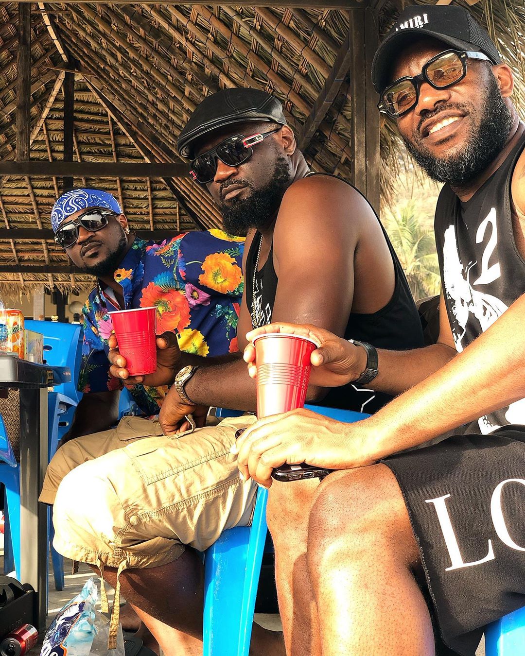 Jay-Jay Okocha Paul Okoye And Jude Pose Together Beach (2)