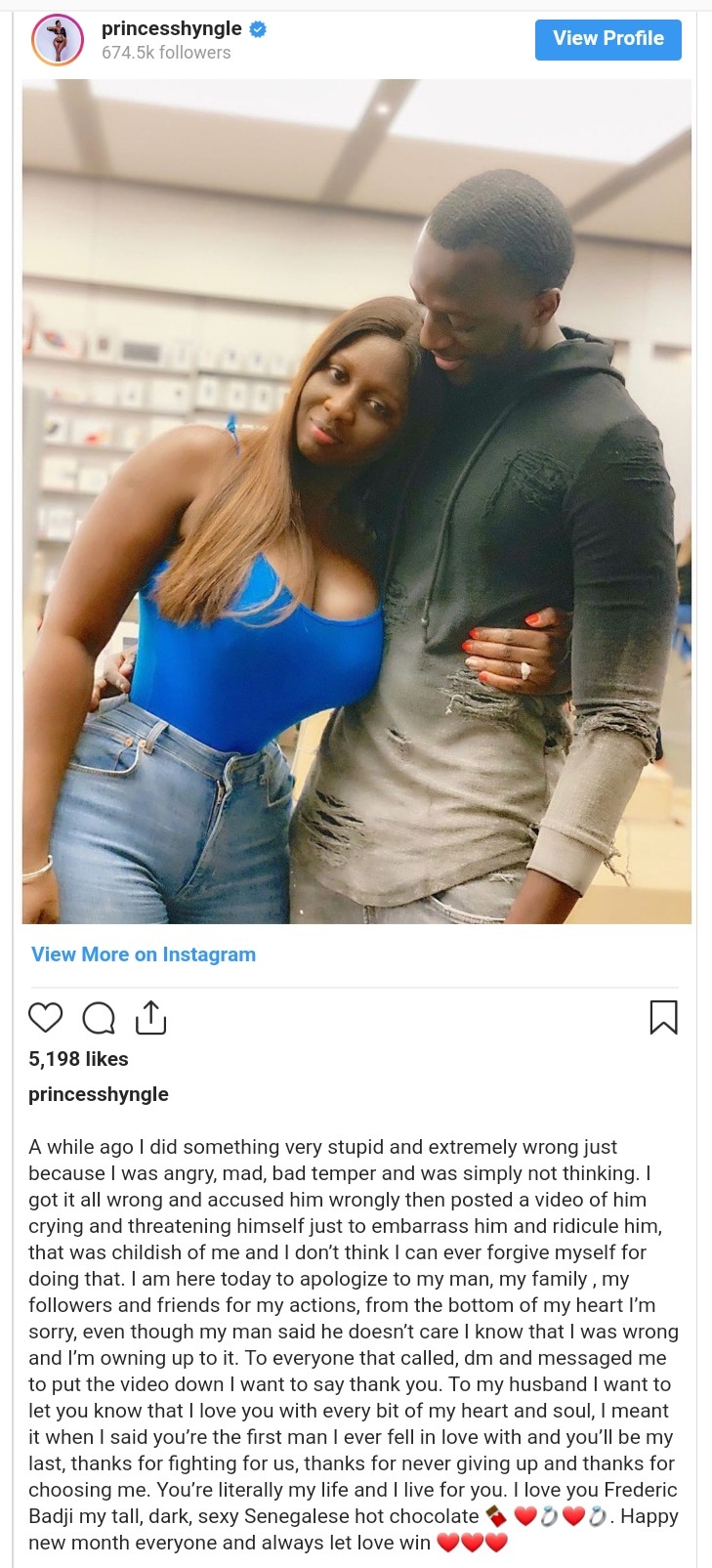 Princess Shyngle Apologizes To Her Man (2)