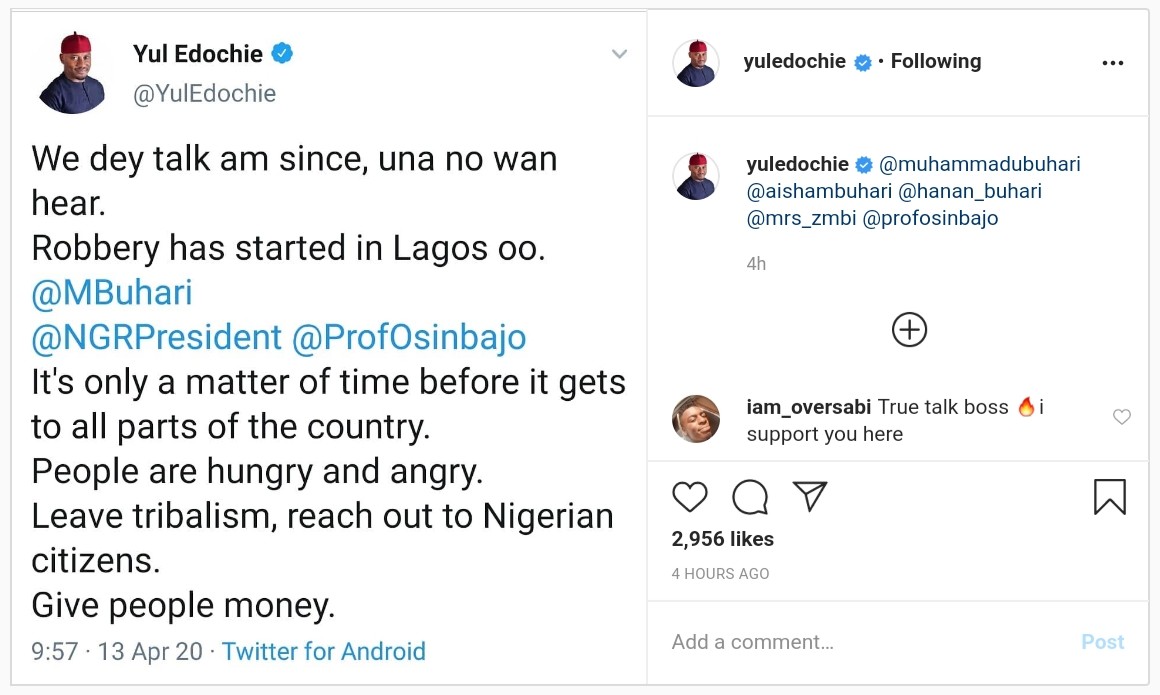 Yul Edochie Reacts To Rising Robbery Cases Due To Lockdown (2)