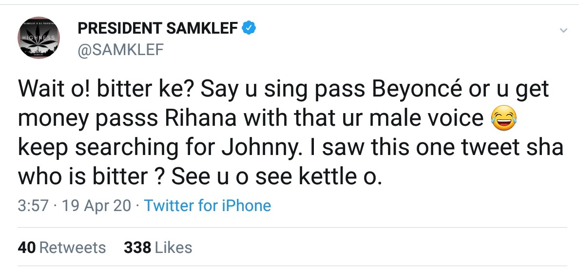 Samklef Mocks Yemi Alade's Voice For Sounding Male (2)