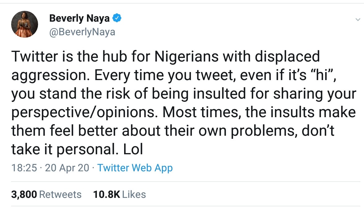 Twitter hub for Nigerians with displaced aggression Beverly Naya (2)