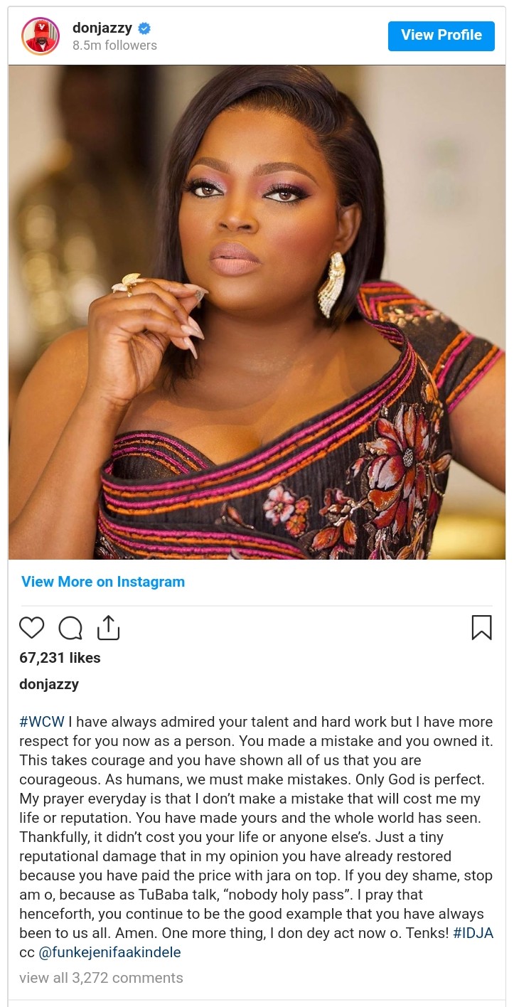 Don Jazzy Pens Emotional Message To WCW Funke Akindele (2)