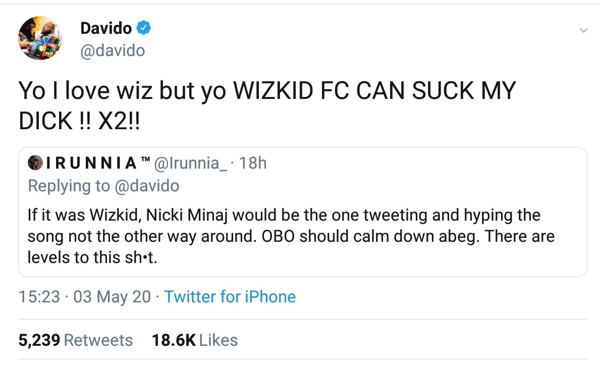 Davido Blasts Wizkid Fans Over Nicki Minaj Collaboration (2)