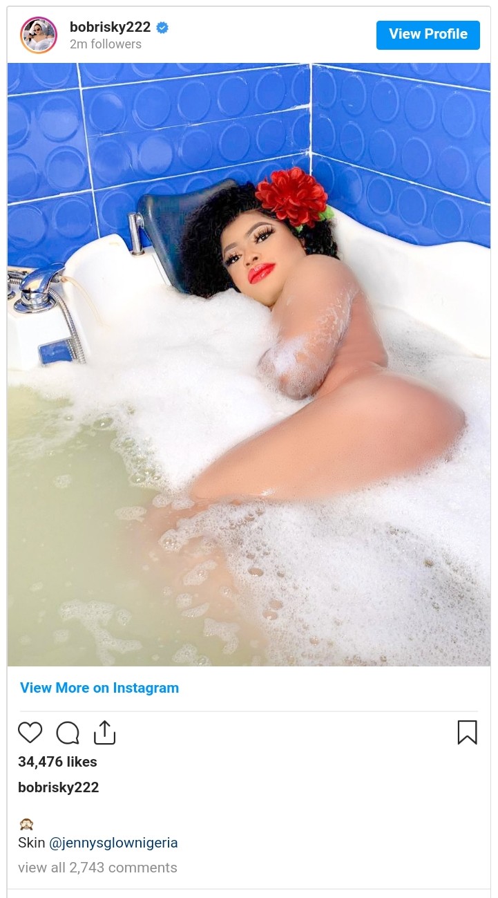 Bobrisky Completely Na Ked Bubble Bath Photo