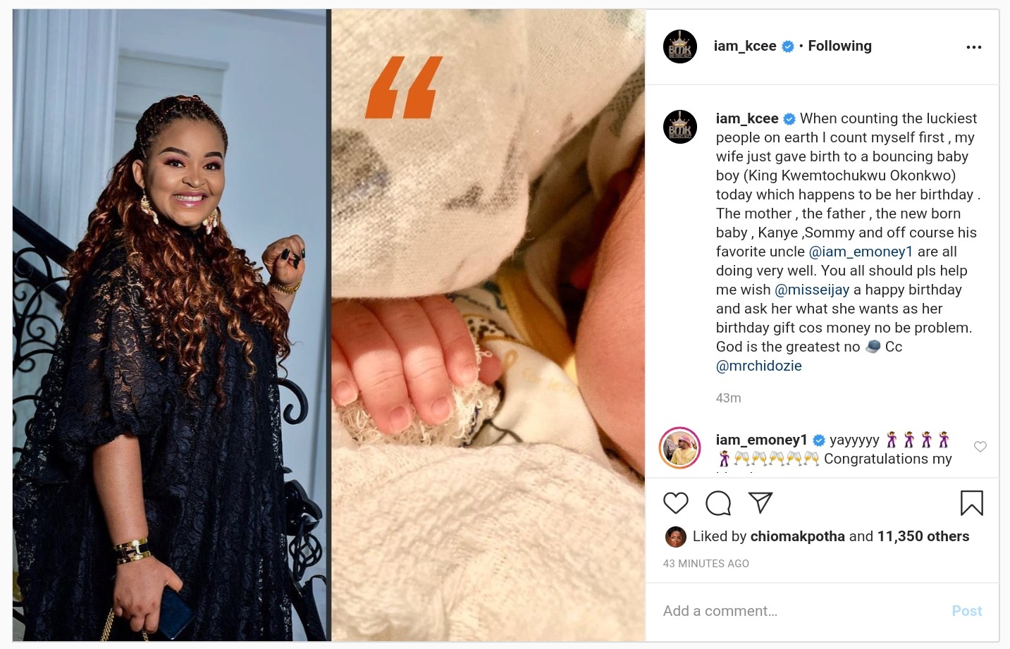 Kcee Wife Gives Birth To Baby Boy On Her Birthday (2)