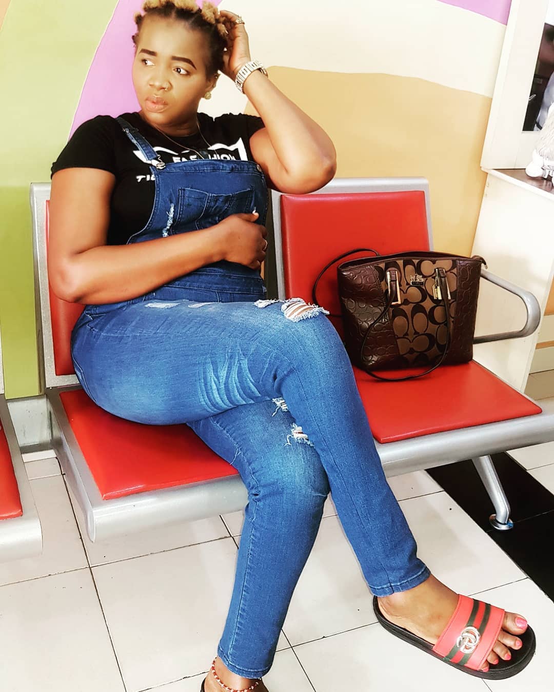 John Okafor's Wife Stella Maris Ripped Dungaree (2)