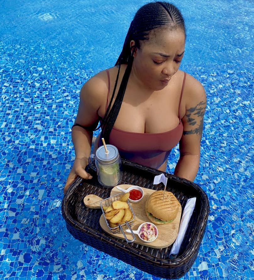 Tayo Sobola Swimsuit Pool Before Spa Session Owambe (2)