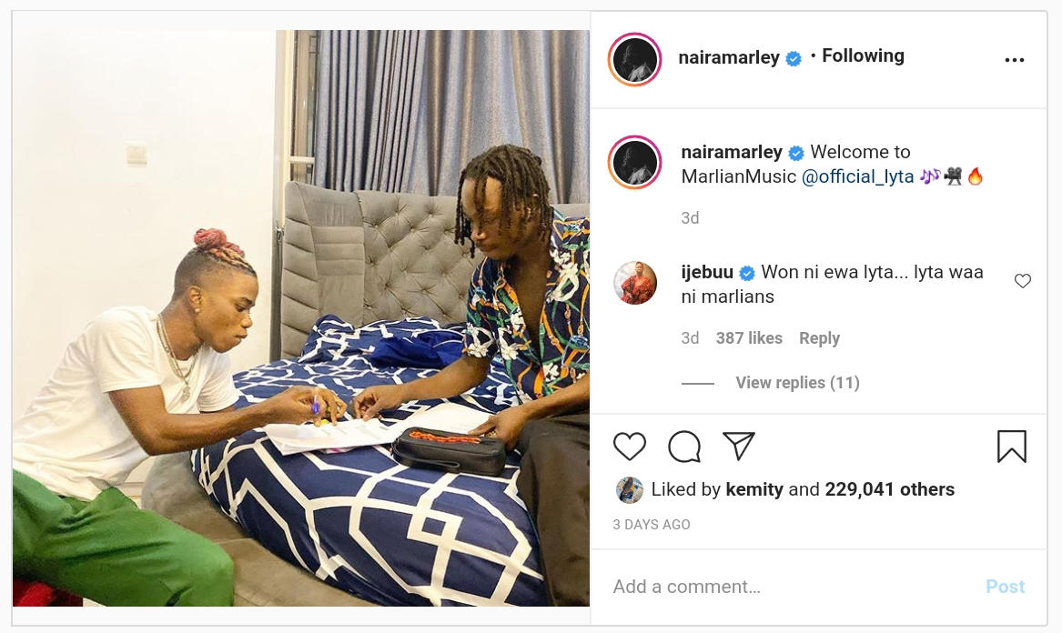 Naira Marley Signs Lyta - Amebo Book