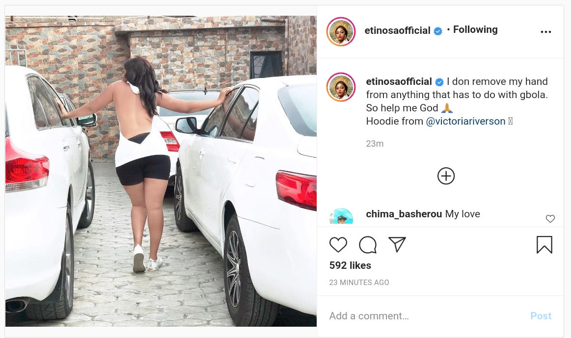 Etinosa Idemudia Removed Hand From Gbola (2)