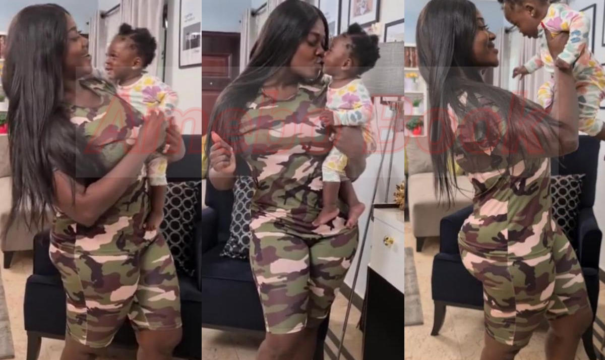 Mercy Johnson Cradles Kisses Daughter Divine-Mercy