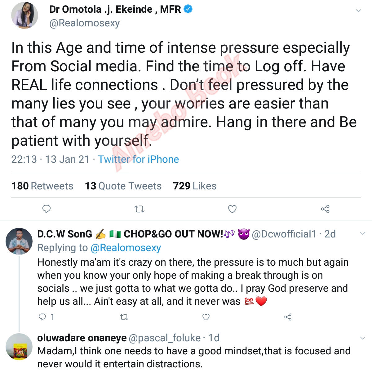 Don't Feel Pressured By Social Media Lies Omotola Jalade
