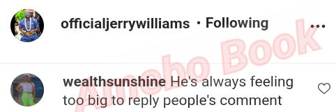 Jerry Williams Feeling Too Big To Reply People's Comment. (2)