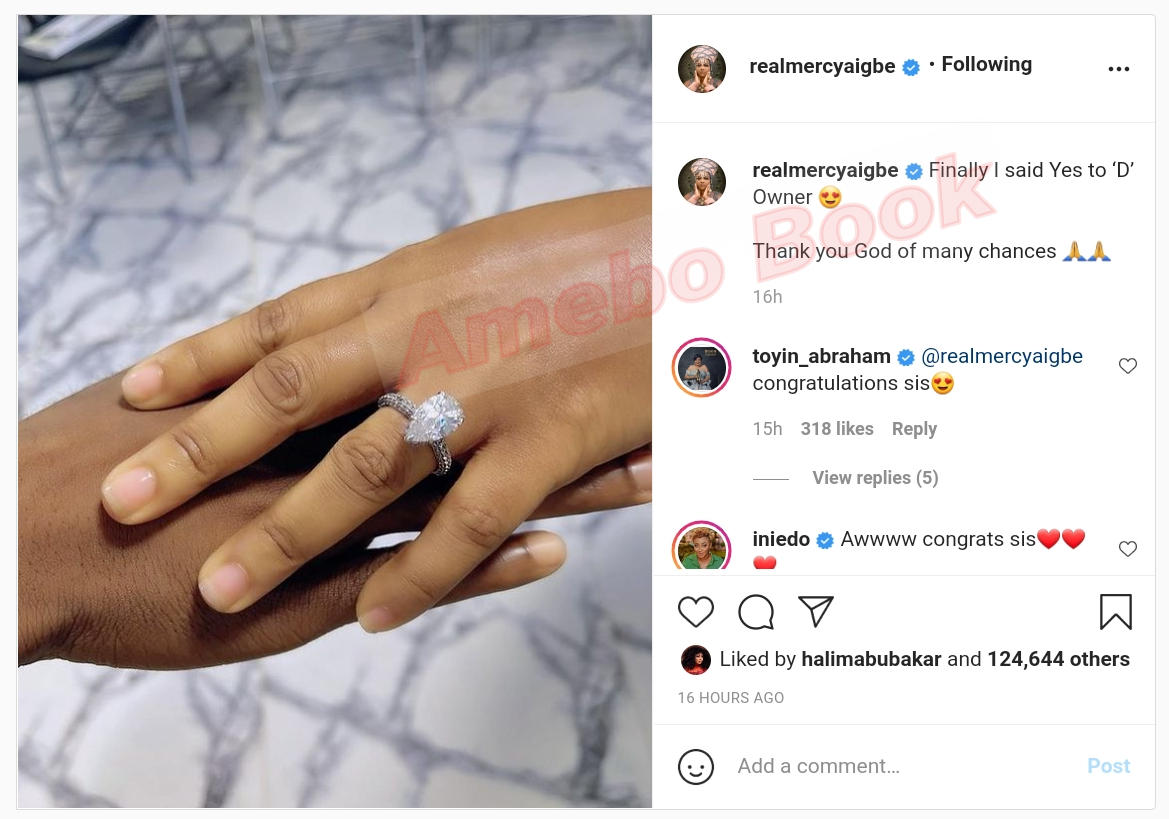 Mercy Aigbe April Fools' Day Engagement Ring. (3)