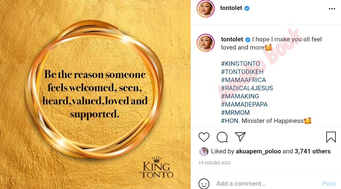 Be The Reason Someone Feels Loved Tonto Dikeh (2l