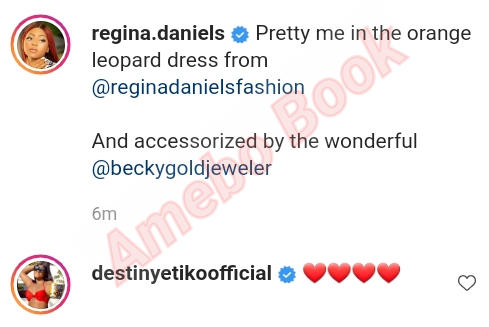 Regina Daniels Orange Leopard Dress Destiny Etiko (2)