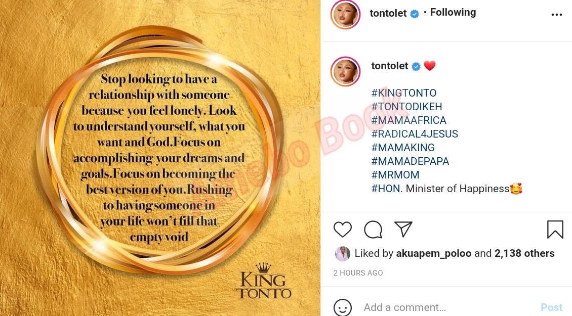Rushing To Have Someone In Your Life Tonto Dikeh (2)