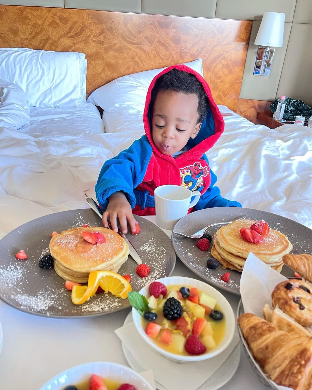 Regina Daniels Son Munir Breakfast (4) Amebo Book