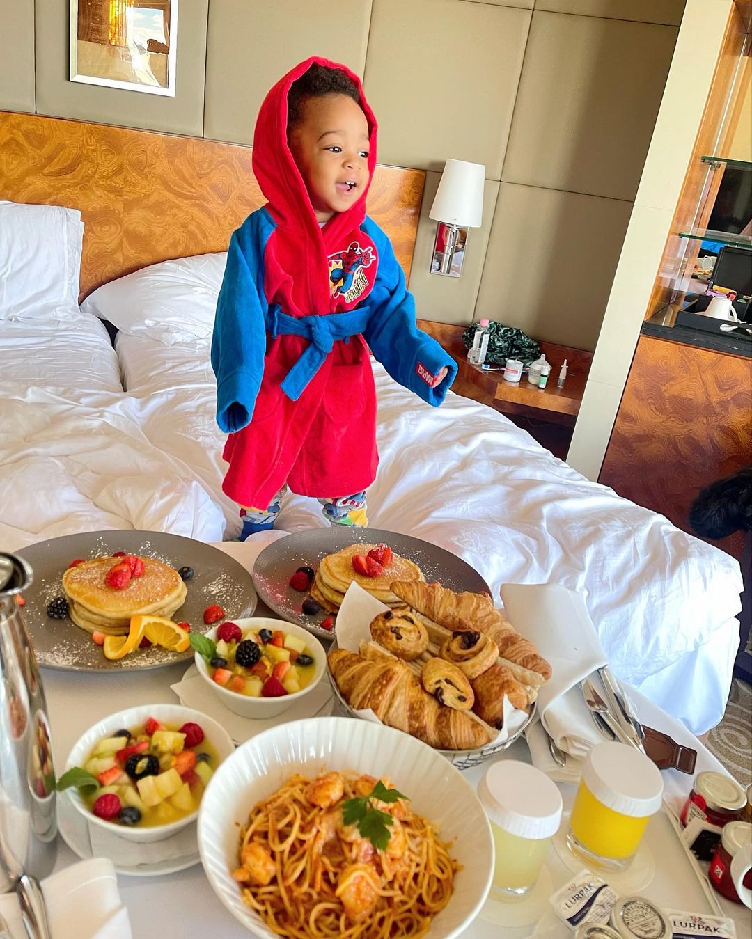 Regina Daniels Son Munir Breakfast (6) Amebo Book