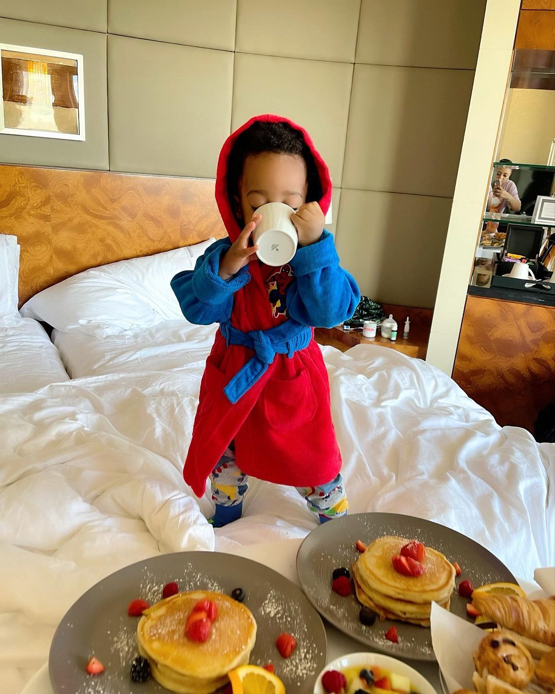 Regina Daniels Son Munir Breakfast (5) Amebo Book