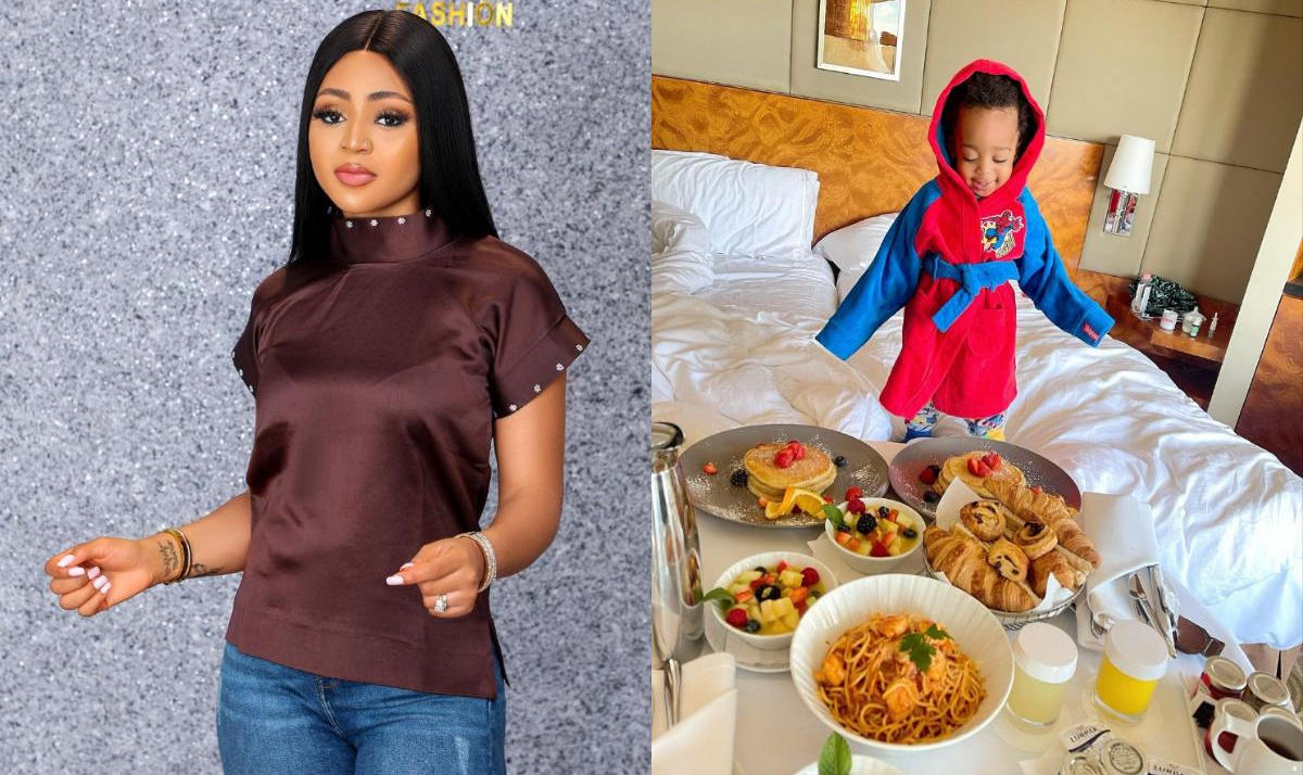 Regina Daniels Son Munir Breakfast - Amebo Book