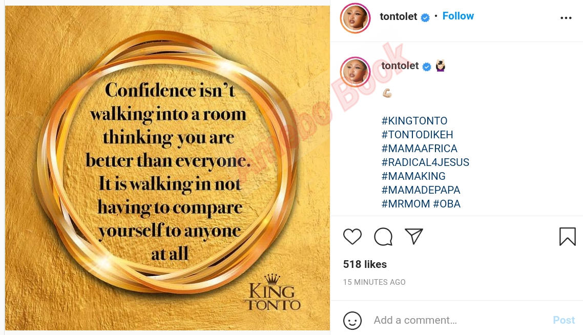 Tonto Dikeh Confidence (1) Amebo Book