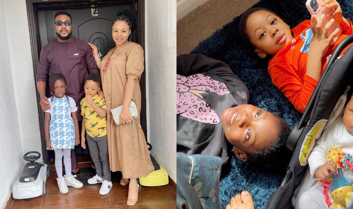 Nosa Rex Wife And Children Play With Trolley In Clothing Store